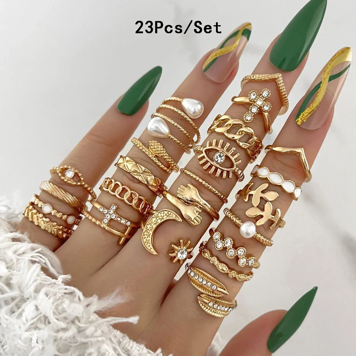 30Pcs Gold Color Knuckle Rings Set For Women Bohemian Geometric Finger Ring Girls Wedding Party Jewelry Gift