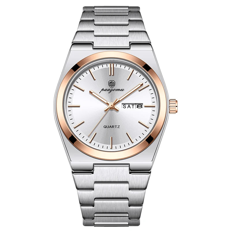 PAAZOMU Luxury Quartz Man Wristwatch Sport Men Watches Waterproof Luminous Date Week Stainless Steel Men's Watch Male Reloj+box