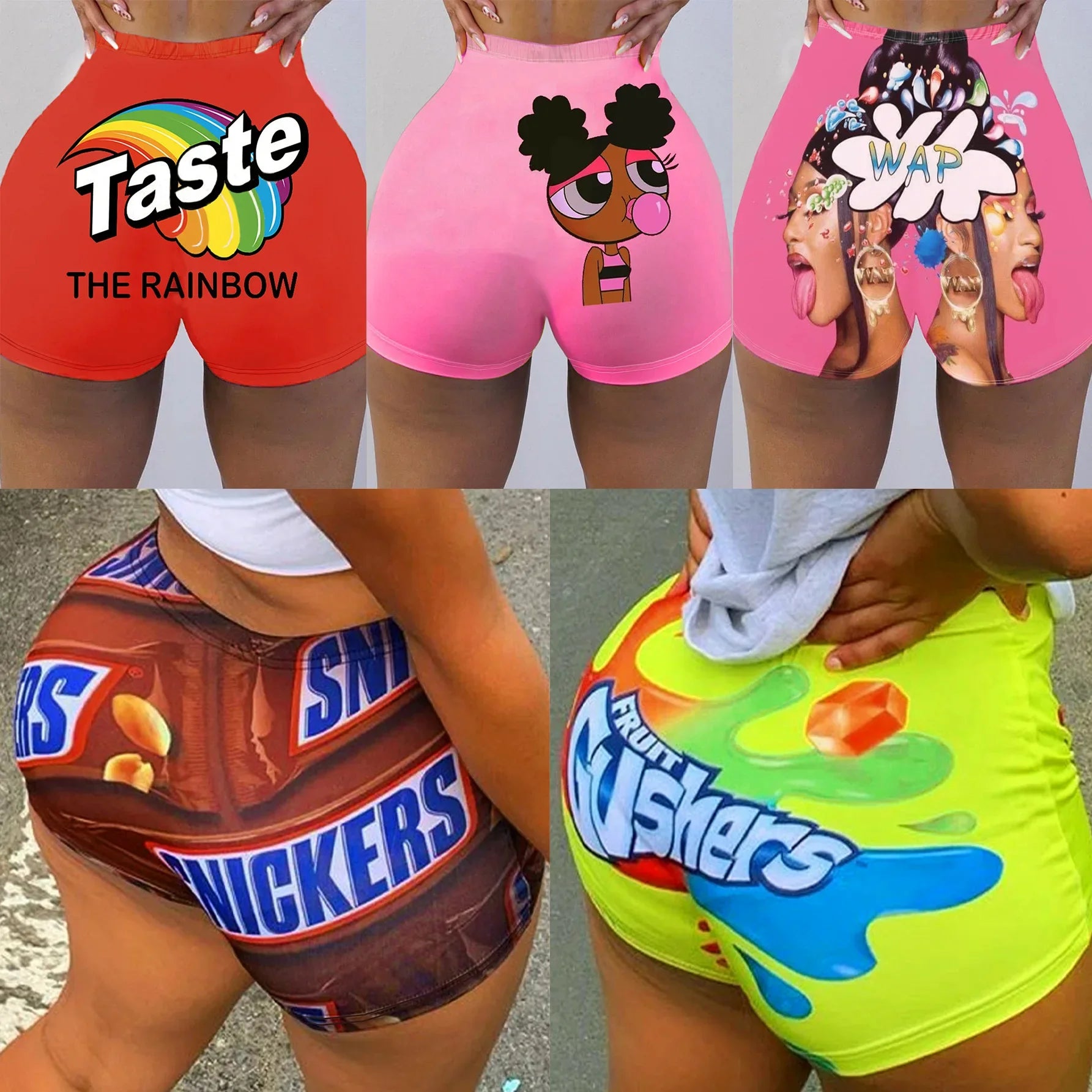 Sexy Ladies Tight Short Pants Yoga Pants Pattern Printing Women's Long Pants Nine Points Seven Points Five Points Pants
