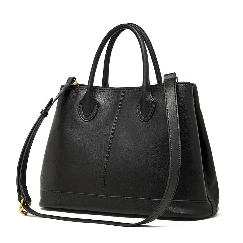 Hifashion Vintage Genuine Leather Handbags For Women 2026 Luxury Designer Shopping Totes Office Ladies Shoulder Crossbody Bags