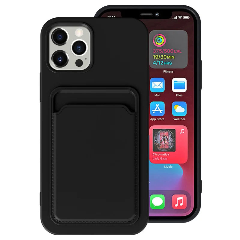 Phone Case For IPhone 16 Pro Max Case IPhone 12 Mini TPU Frosted Soft Protective Cover iPhone 14 Card Pocket 15 Plus