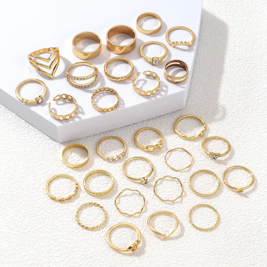 30Pcs Gold Color Knuckle Rings Set For Women Bohemian Geometric Finger Ring Girls Wedding Party Jewelry Gift