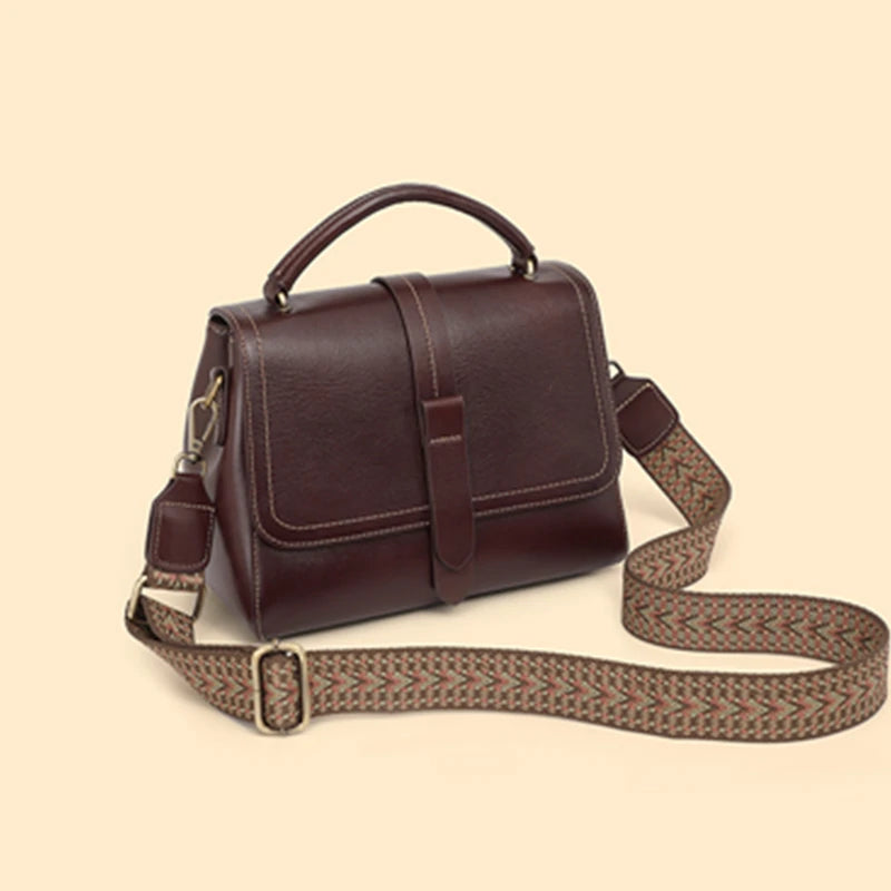 Burminsa Cowhide Genuine Leather Shoulder Bags For Women 2026 Luxury Designer Wide Strap Crossbody Satchel Work Ladies Handbags