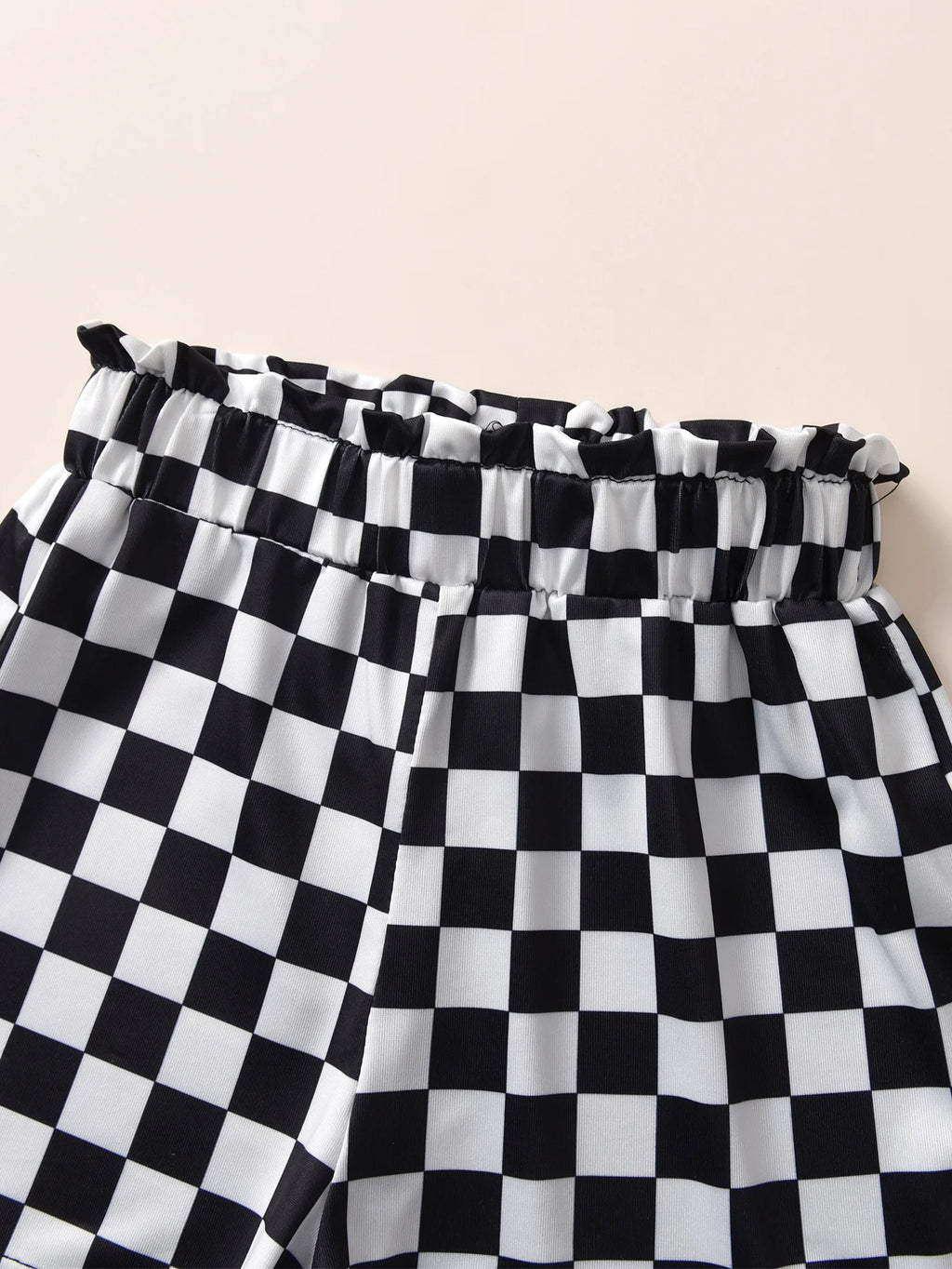 Girls' Summer Set Two-Piece Children'S Black Cropped Top And Plaid Shorts Kids Daily Leisure Clothes Suitable For Outdoor Wear