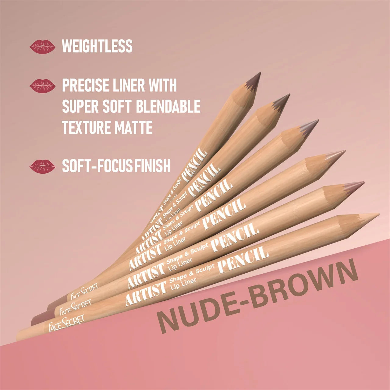 Face Secret 18 ColorLip Liner Pencil Weightless Precise With Super Soft Blendable Texture Matte Soft