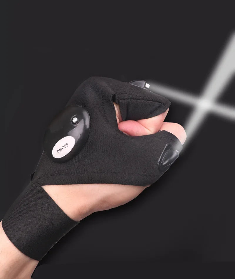LED Half Finger Glove for Men Women Outdoor Waterproof Night Fishing Bait Cycling Running Flashlight Durable Fingerless Gloves