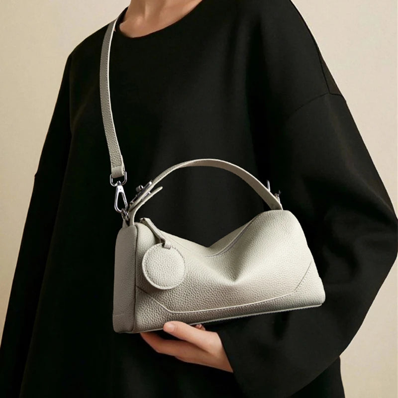 Burminsa Cowhide Genuine Leather Pillow Shoulder Crossbody Bags For Women 2026 Luxury Designer Top Handle Tote Ladies Handbags