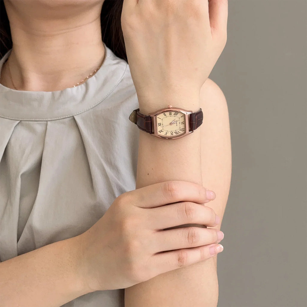 Fashion Business Watch for Women Small Ladies Wristwatches Brown Retro Vintage Leather Bracelet Watch Black Quartz Wristwatches