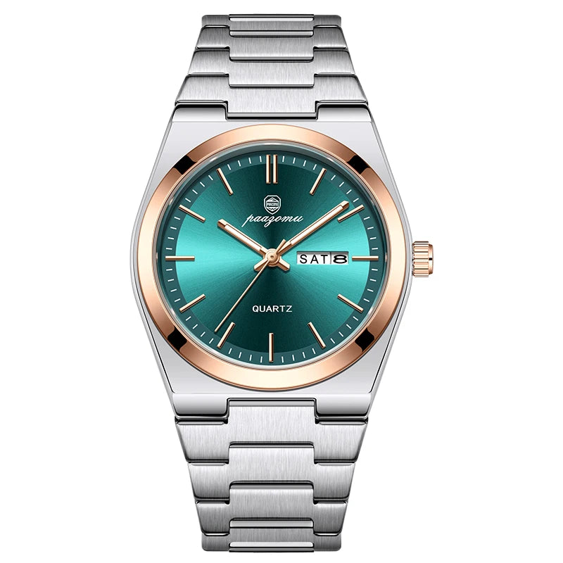 PAAZOMU Luxury Quartz Man Wristwatch Sport Men Watches Waterproof Luminous Date Week Stainless Steel Men's Watch Male Reloj+box