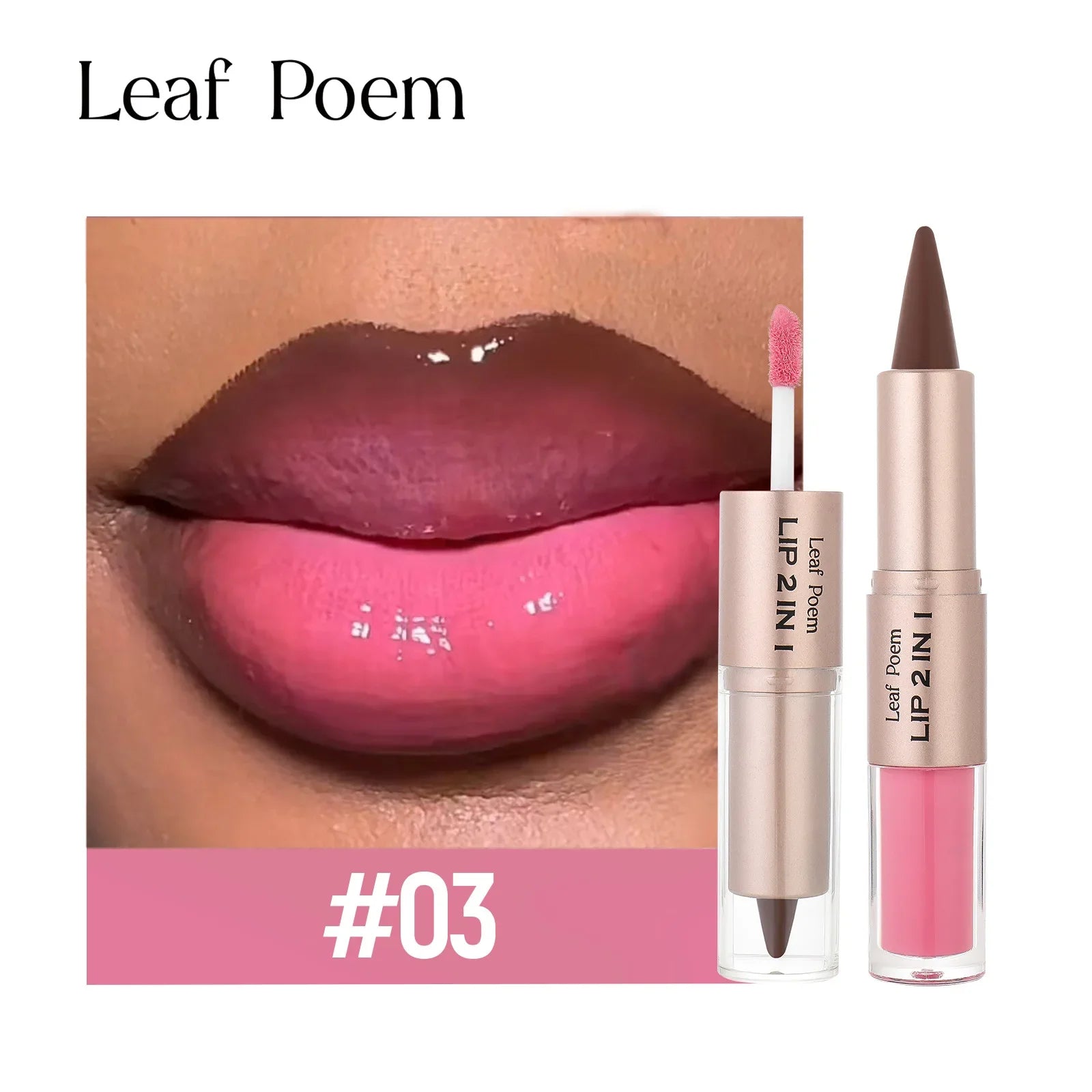 2 in1 Tapered Gradient Lipliner Pen Nude Brown Mirror Glass Lip Gloss Matte Lip Liner Waterproof Lip Contour Non Stick Makeup