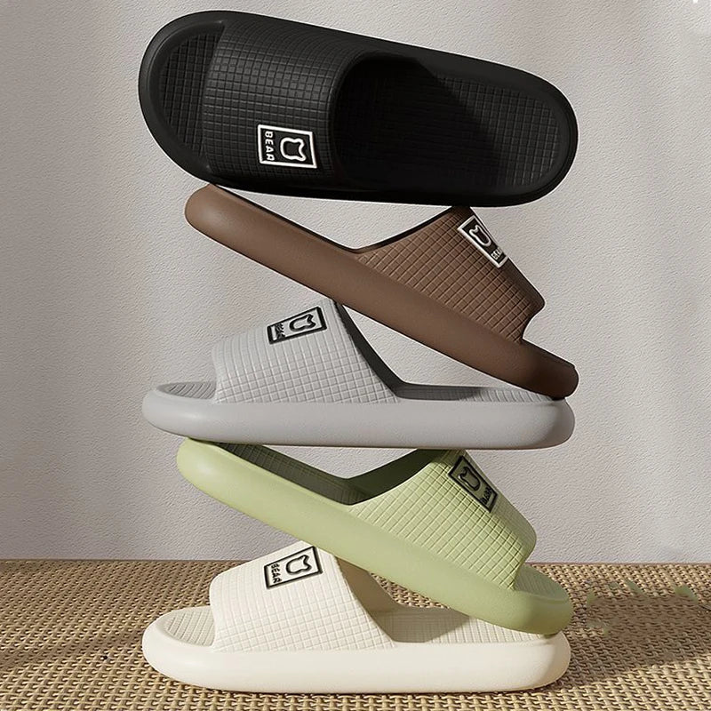 Fashion Summer Couple Non-slip Flat Slides Soft Cosy Seabeach Sandals Men's Slippers Women Casual Home Indoor Flip Flops