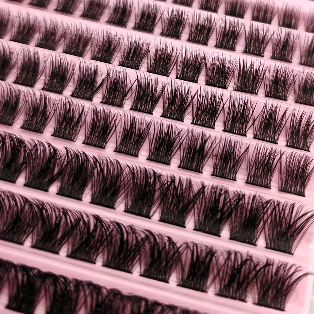 Natural Look D Curl Lash Clusters 120/160/200 PCS (9-16mm) DIY Eyelash Extensions Kit Mixed 40D T50 80D & 80D Cat Eye