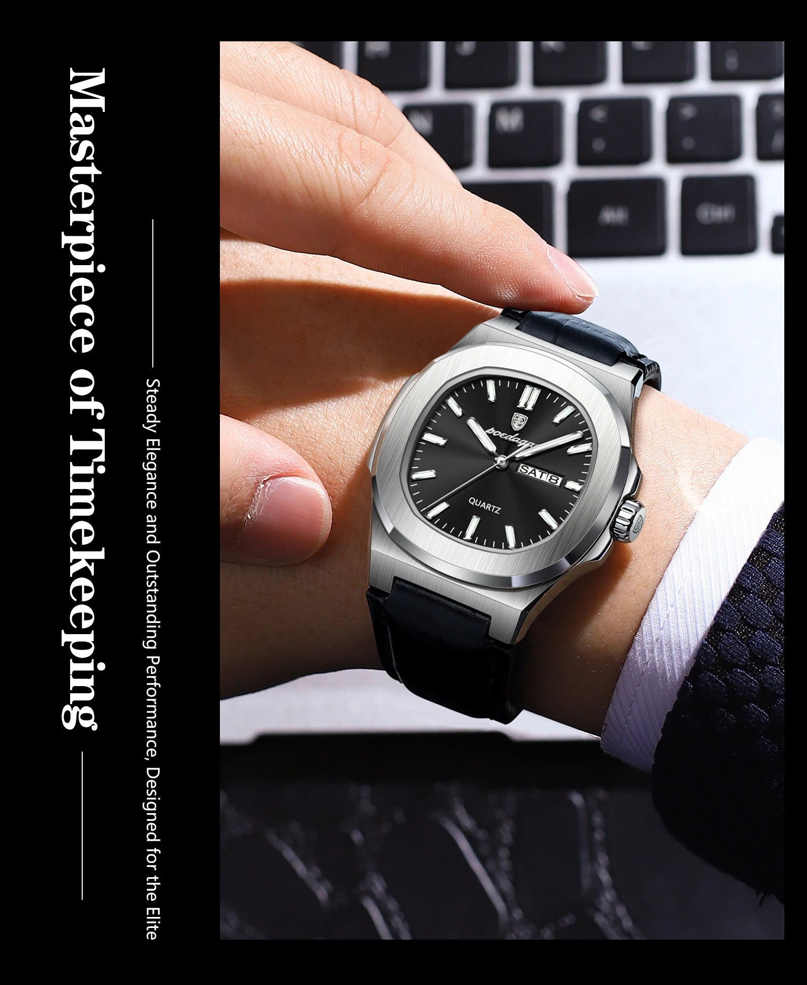 POEDAGAR Fashion Wristwatch For Boyfriend Luminous Waterproof Week Calendar Business Couple Watches Leather Luxury Men's Watches