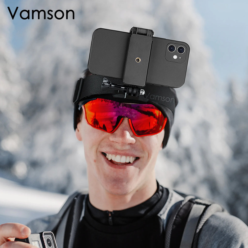 Vamson Head Strap for Gopro Hero 10 9 8 7 6 Camera Accessories Mobile Phone Clip Fix for iPhone 13 12 11 Xiaomi Samsung Huawei