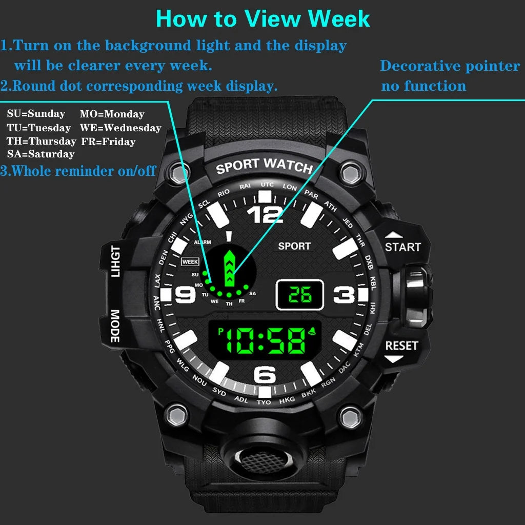 Multifunctional outdoor men's casual electronic watch men and women students fashion running sports watch