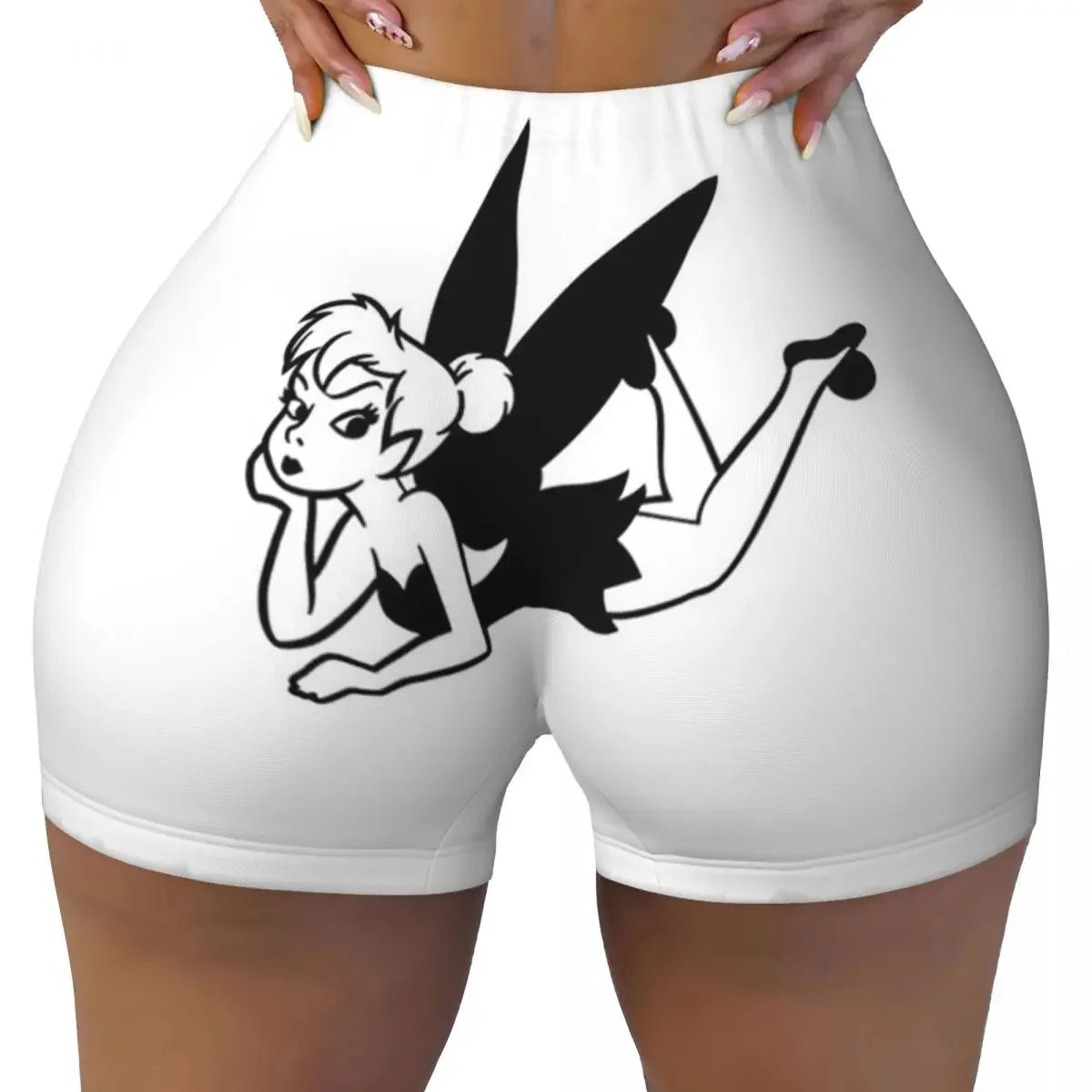 Custom Tinkerbell Green Gym Biker Running Shorts Women's Workout Yoga Shorts