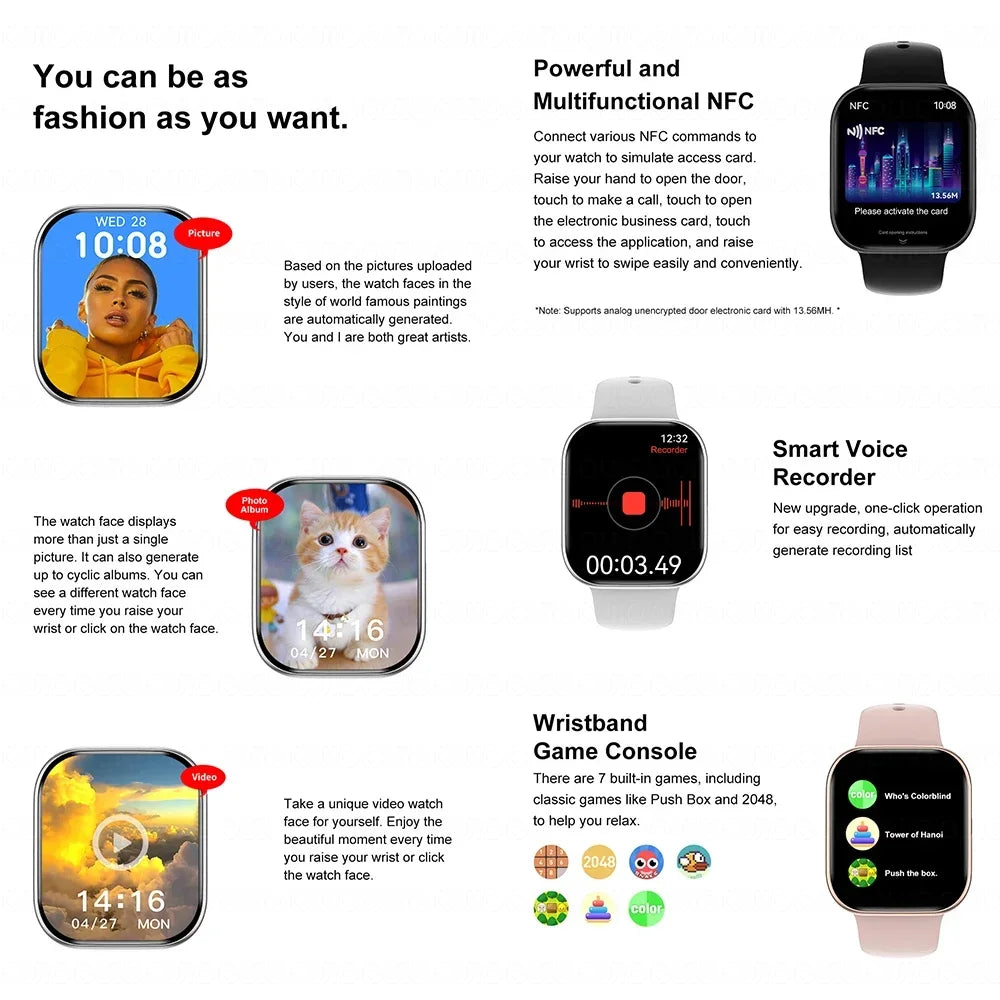 2026 New Original for Apple DT Watch 10 Smart Watch Men AMOLED 4GB Memory Music 3D Surround BT Call Waterproof smart watch Woman