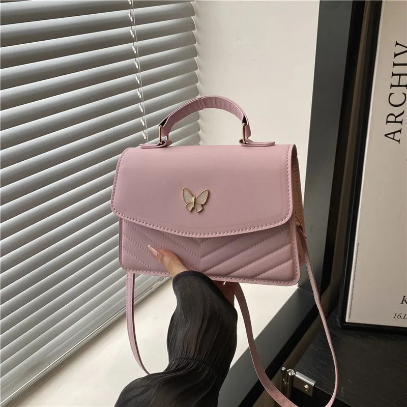 Lucky butterfly bag women's new fashion solid color simple texture trend beautiful casual shoulder messenger bag portable small
