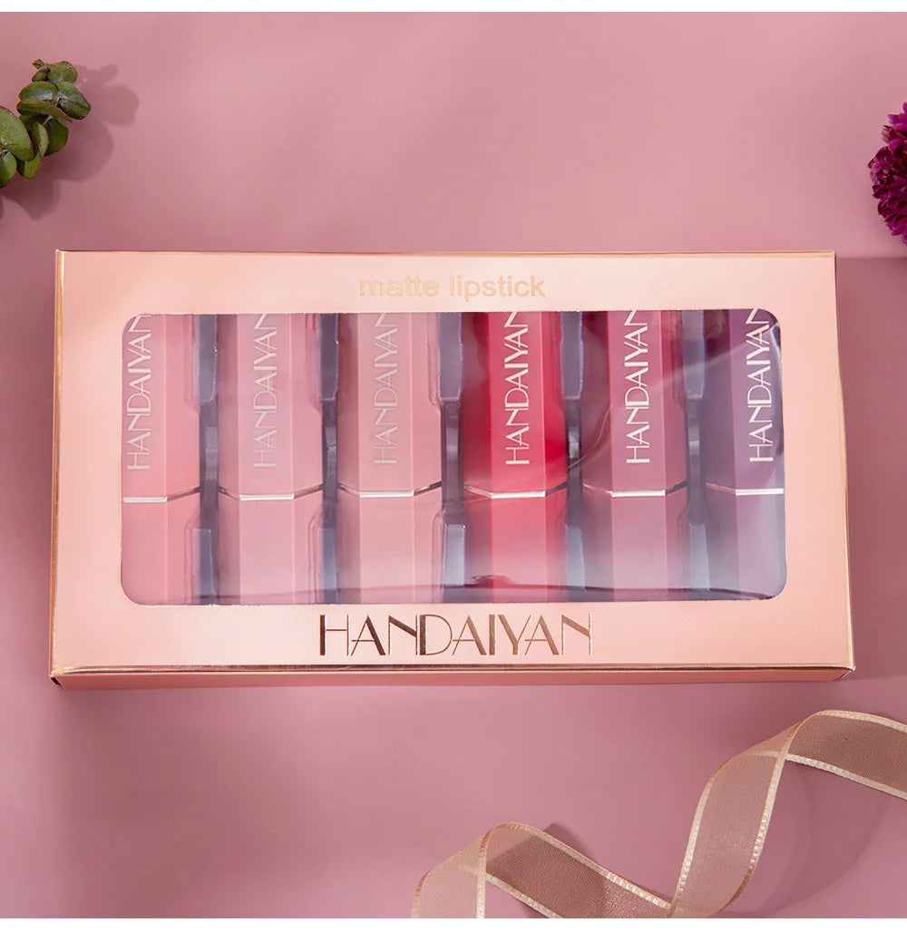 6PC/Set Matte Velvet Lip Gloss Waterproof Long-lasting Liquid Lipstick Cosmetic Beauty Keep 24 Hours Makeup