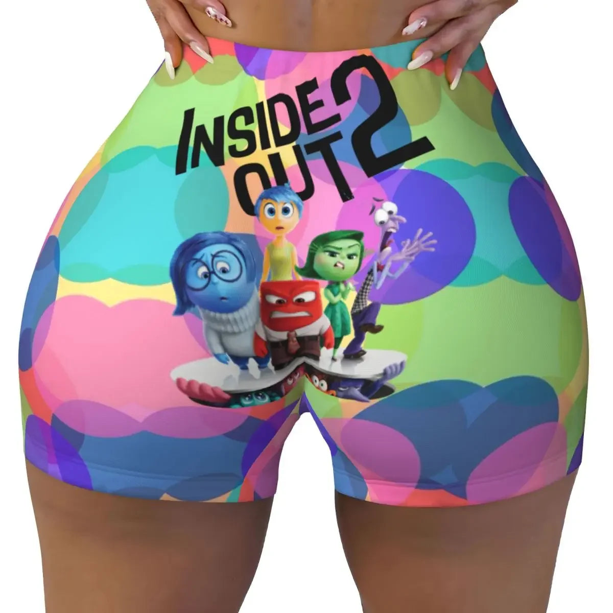 Custom Inside Out Anxiety This Is Fine Workout Volleyball Biker Shorts Women's Gym Yoga Shorts