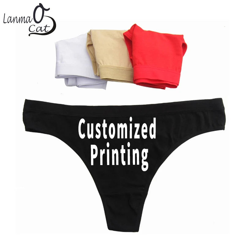 Women Sexy Custom Printing G string Underwear Cotton Panties for Lady Thongs Lingerie Underpant