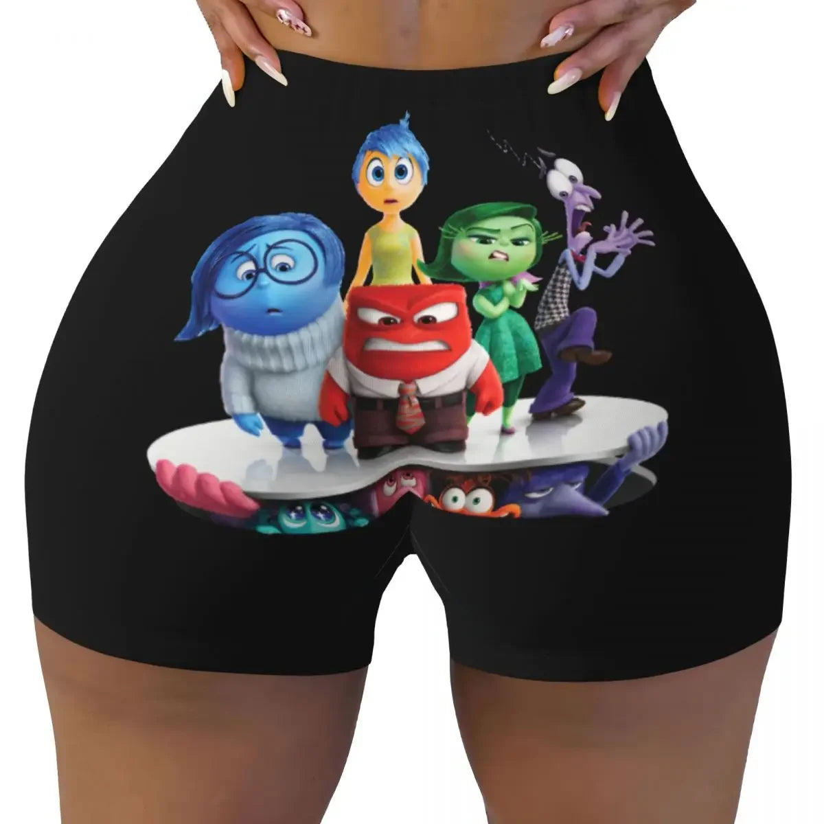 Custom Inside Out Anxiety This Is Fine Workout Volleyball Biker Shorts Women's Gym Yoga Shorts