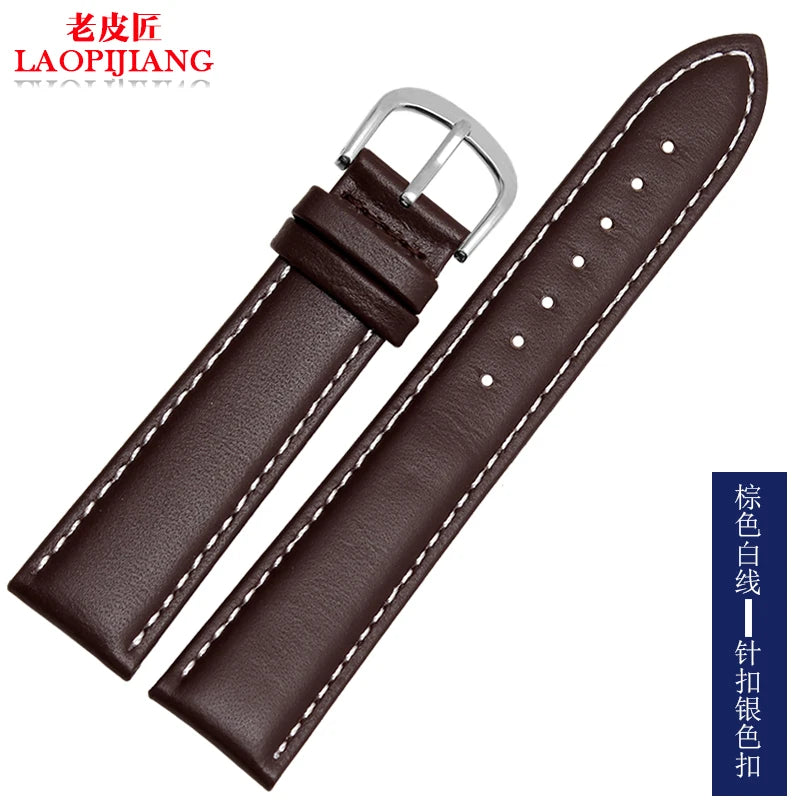 Smooth Genuine Calfskin Leather Watchband 18mm 19mm 20mm 21mm 22mm 23 Soft Straps Automatic Butterfly Buckle Business Watch Band