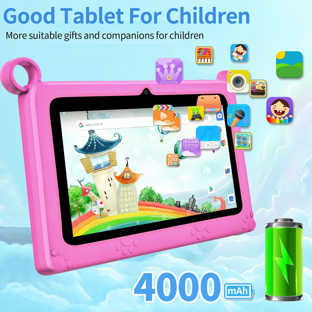 BDF Children's tablet New 7 Inch Google Learning Education Games Tablets Quad Core 4GB RAM 64GB ROM WiFi Bluetooth Dual Cameras