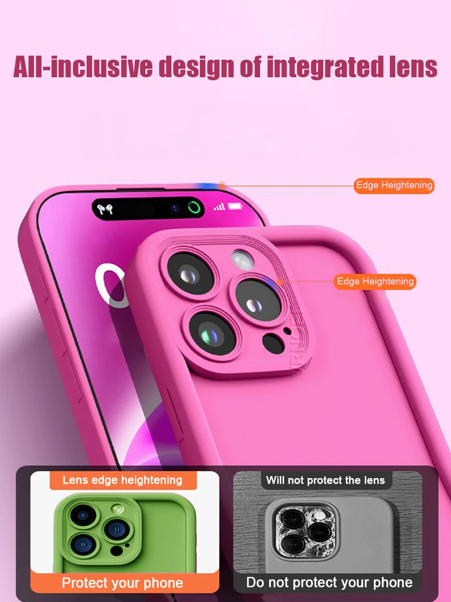 thickened shockproof case For iPhone 17 16 15 14 13 12 11 Pro Max pure colour Cover For iPhone 17 Air 14 15 16 Plus accessories