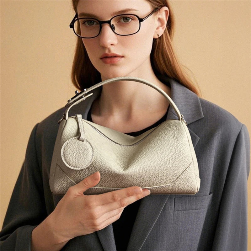 Burminsa Cowhide Genuine Leather Pillow Shoulder Crossbody Bags For Women 2026 Luxury Designer Top Handle Tote Ladies Handbags