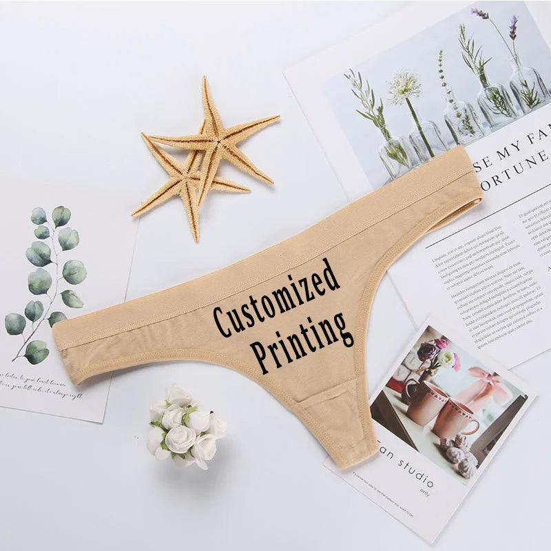 Women Sexy Custom Printing G string Underwear Cotton Panties for Lady Thongs Lingerie Underpant