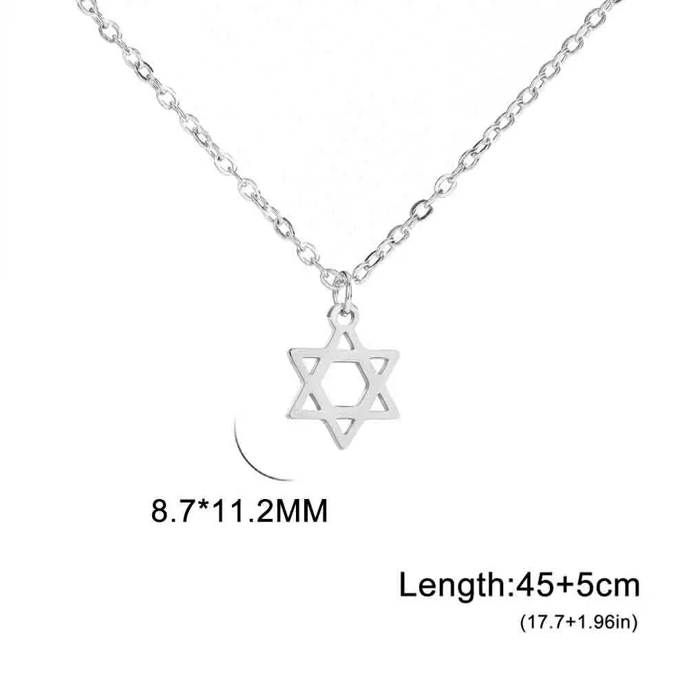 Teamer Israel Map Star of David Pendant Necklace for Women Men Jewish Stainless Steel Necklace Ethnic National Jewelry Wholesale