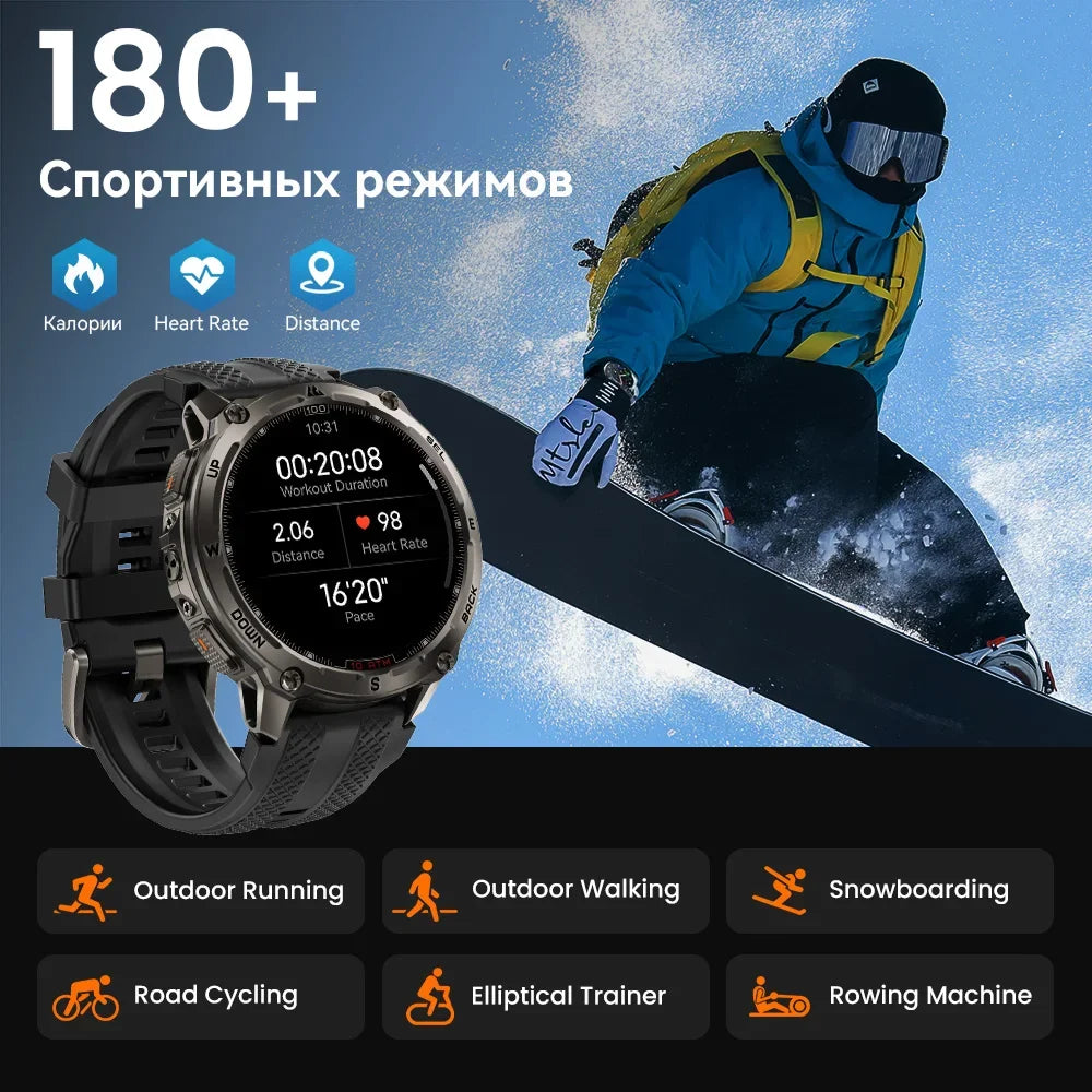 KOSPET Tank T4 Smart Watch for Men with 32GB Storage 6-Sat GPS Offline Maps 10ATM Waterproof Heart Rate Diving Skiing Hiking