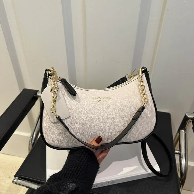 Cherry Pendant Shoulder Bag Women Light Luxury New High-end Women's Bag Soft Lychee Pattern Underarm Bag Casual Dumpling Bag