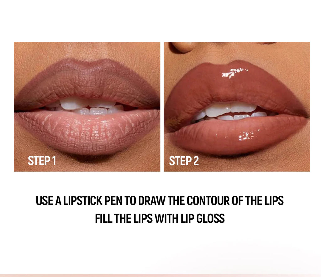 Black Brown Tapered Lip Liner Contour Pencil Double Head Mirror Plumping Lip Glaze Crystal Lip Gloss Sexy Red Lips Tint Makeup