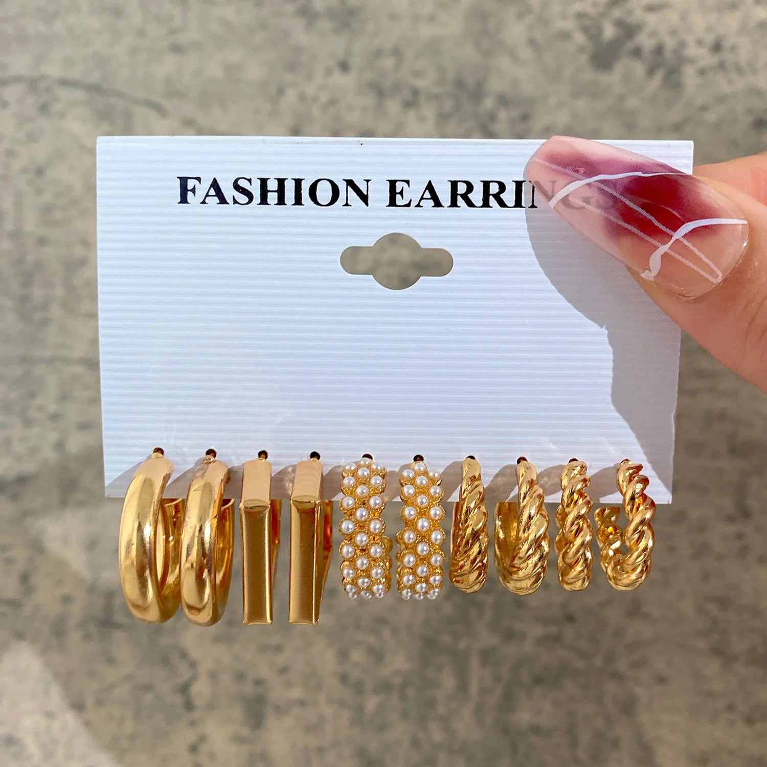 Gold Color Vintage Hoop Earrings Set for Women Boho Metal Circle Geometric Twist Pearl Dangle Earrings Trendy Jewelry Gifts 2023