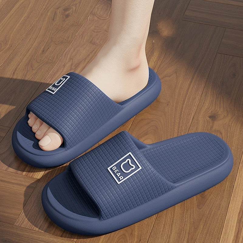 Fashion Summer Couple Non-slip Flat Slides Soft Cosy Seabeach Sandals Men's Slippers Women Casual Home Indoor Flip Flops