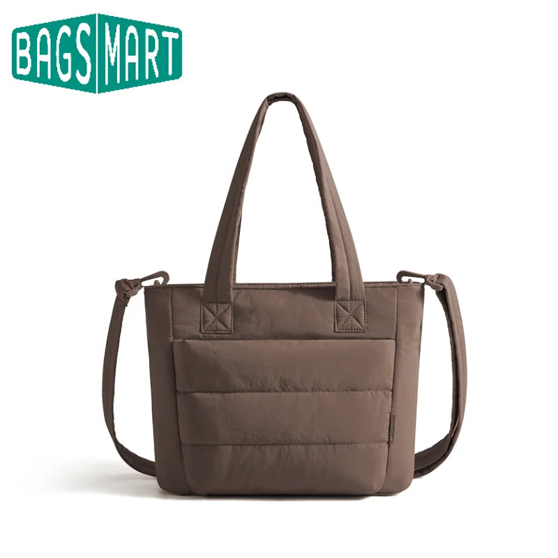 BAGSMART Women’s Tote Bag Padded Single Shoulder Bag Large Capacity Student College Crossbody Bag Casual Outdoor Handbag