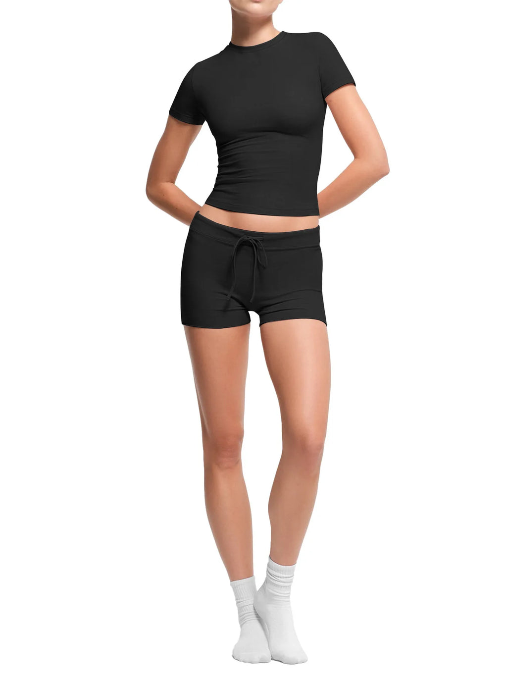 Women's 2026 New Slim Fit Short Sleeve T-Shirt Set – Crewneck Casual Two Piece Outfit, Y2K Streetwear Summer Top & Pants