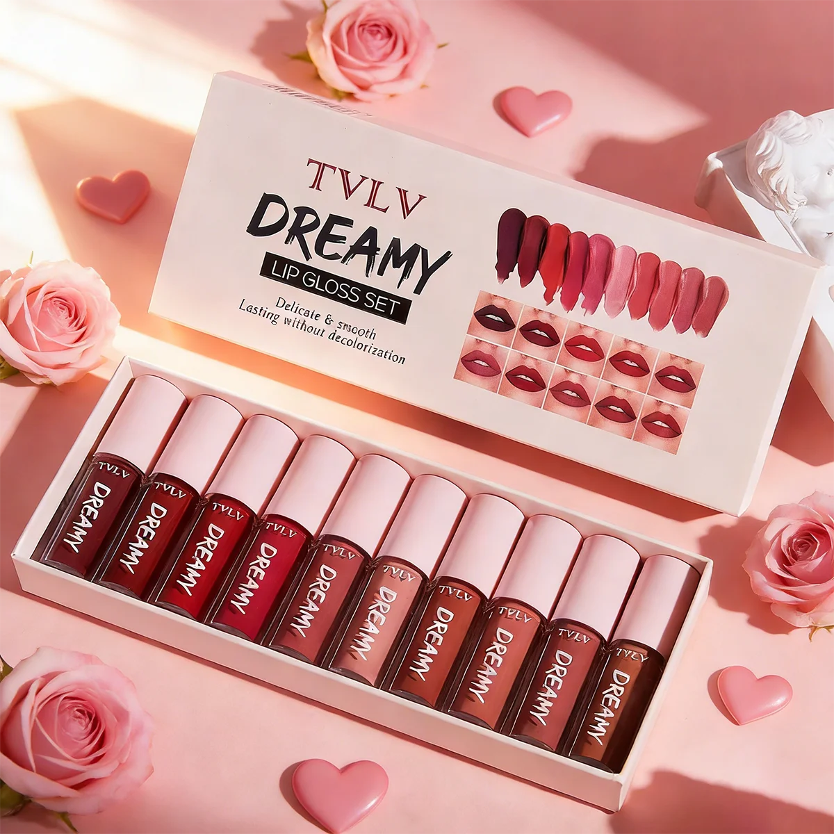 10 Pieces/Set Lip Gloss Velvet Lipstick: Waterproof and Long-Lasting Lip Gloss Women's Moisturizing Set Valentine's Day gift