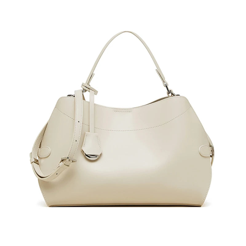 Hifashion Cowhide Genuine Leather Tote Handbags For Women 2026 Luxury Designer Shell Hobos Office Ladies Shoulder Crossbody Bags