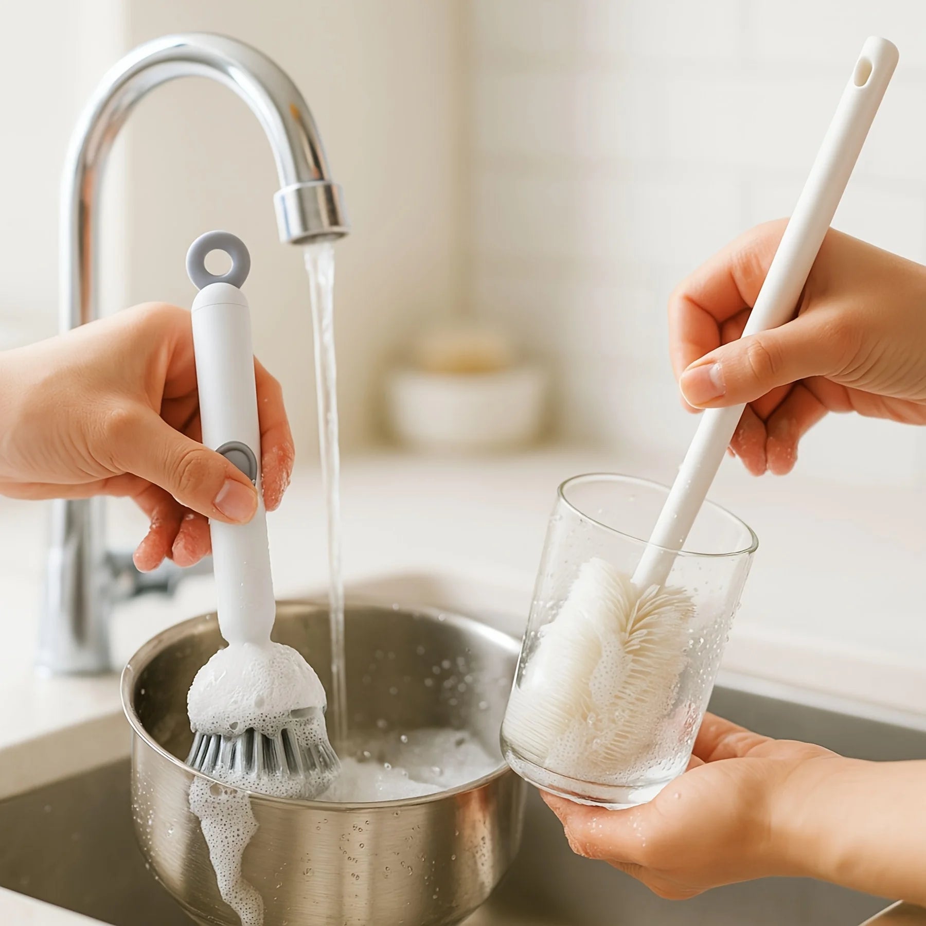 2pcs Heavy-Duty Dish Cleaning Brush Set with Detergent Dispenser - Rotating Scrubber Cup Brushe Cleaning Tools