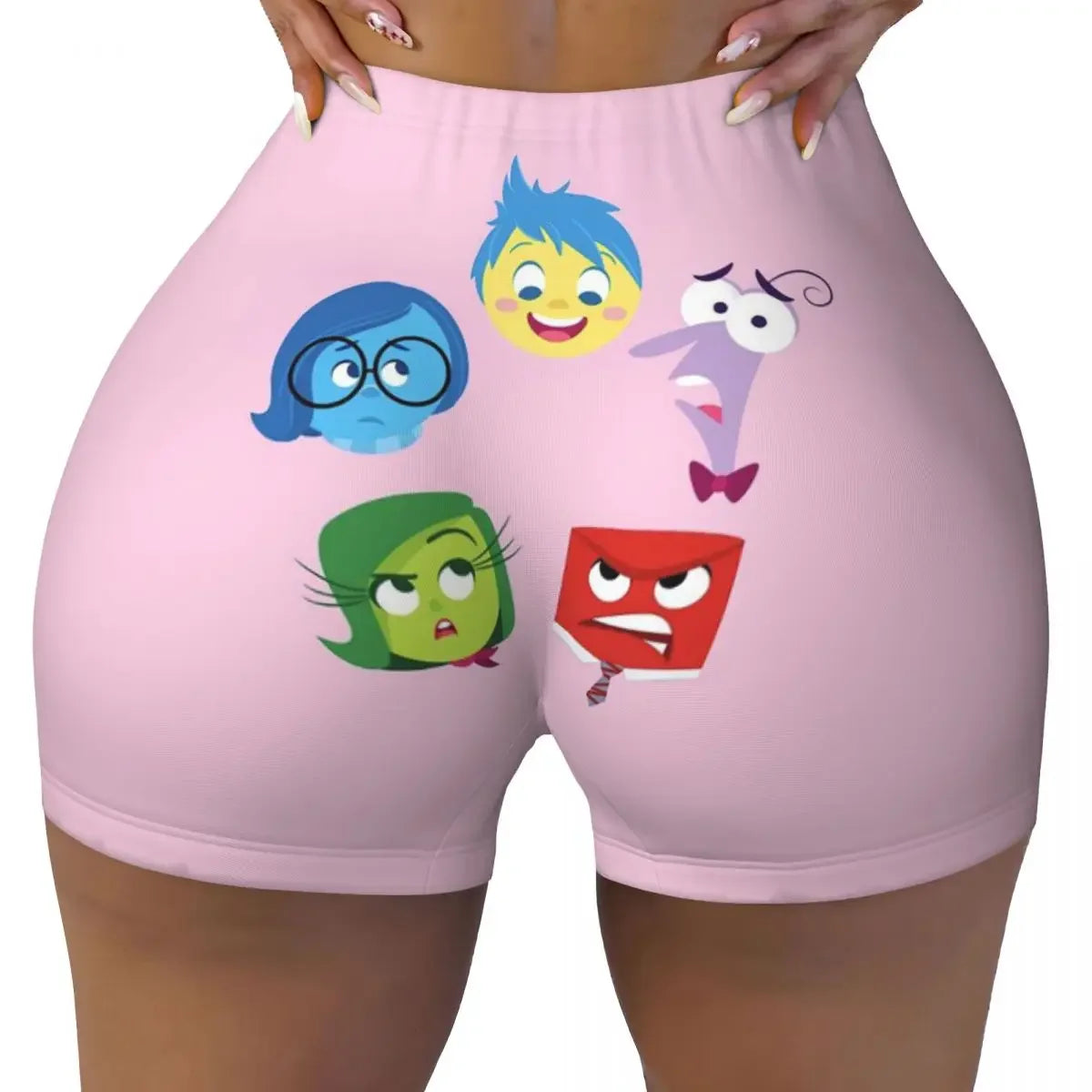 Custom Inside Out Anxiety This Is Fine Workout Volleyball Biker Shorts Women's Gym Yoga Shorts