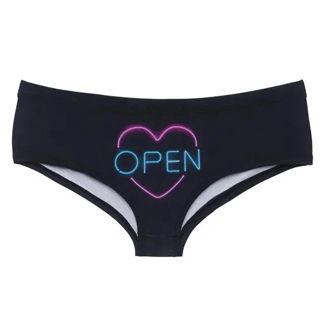 Women's Breathable Seamless Underpants Handprint Letter Printed Panties Sexy Low-waisted Knickers Elastic Female Briefs