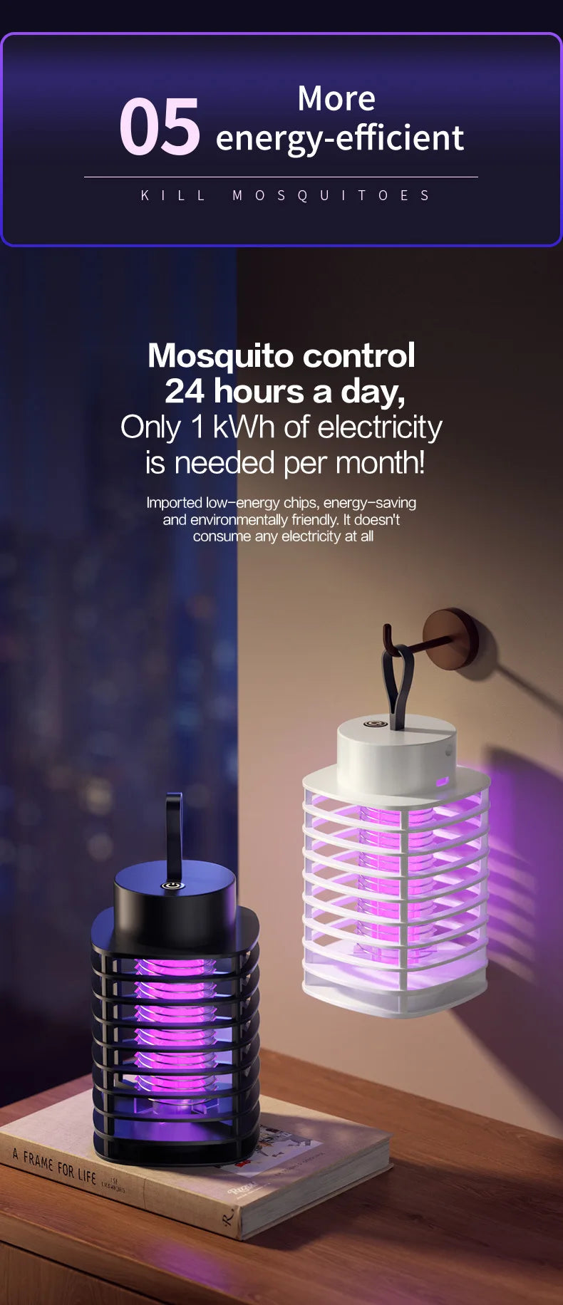 Electric Shock LED Mosquito Killer Lamp Indoor USB Rechargeable Portable Electric Fly Trap Mute Anti Mosquito Lamp
