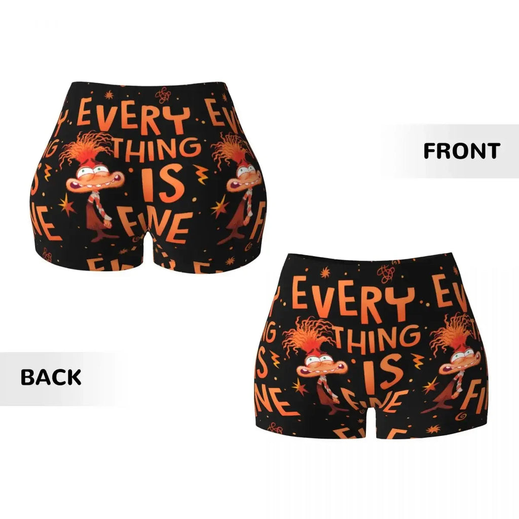 Custom Inside Out Anxiety This Is Fine Workout Volleyball Biker Shorts Women's Gym Yoga Shorts