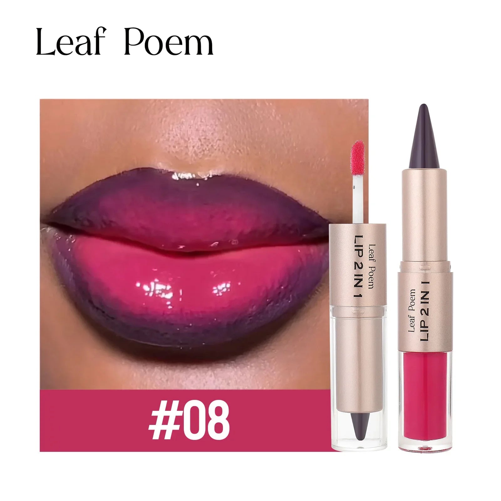 2 in1 Tapered Gradient Lipliner Pen Nude Brown Mirror Glass Lip Gloss Matte Lip Liner Waterproof Lip Contour Non Stick Makeup
