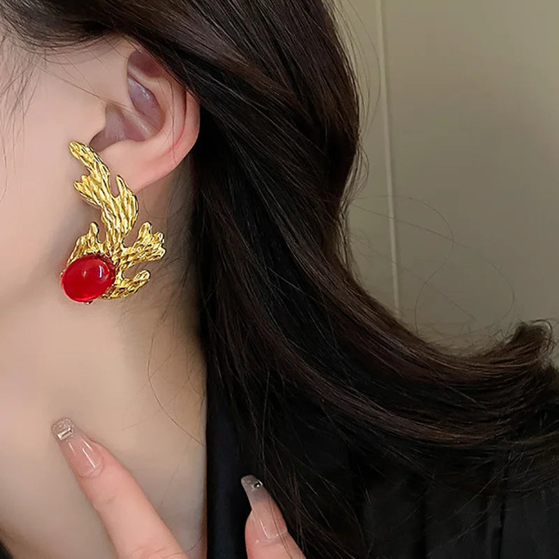 SHMIK Vintage Baroque Women Elegant Rhinestone Heart Earrings Jewelry Exquisite Lady Classic Middle Palace Drop Earring Gift