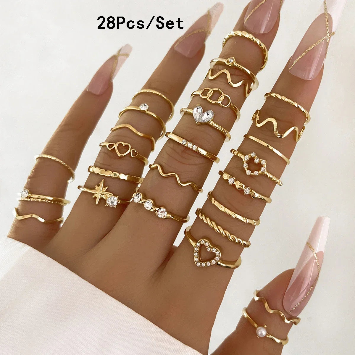 30Pcs Gold Color Knuckle Rings Set For Women Bohemian Geometric Finger Ring Girls Wedding Party Jewelry Gift