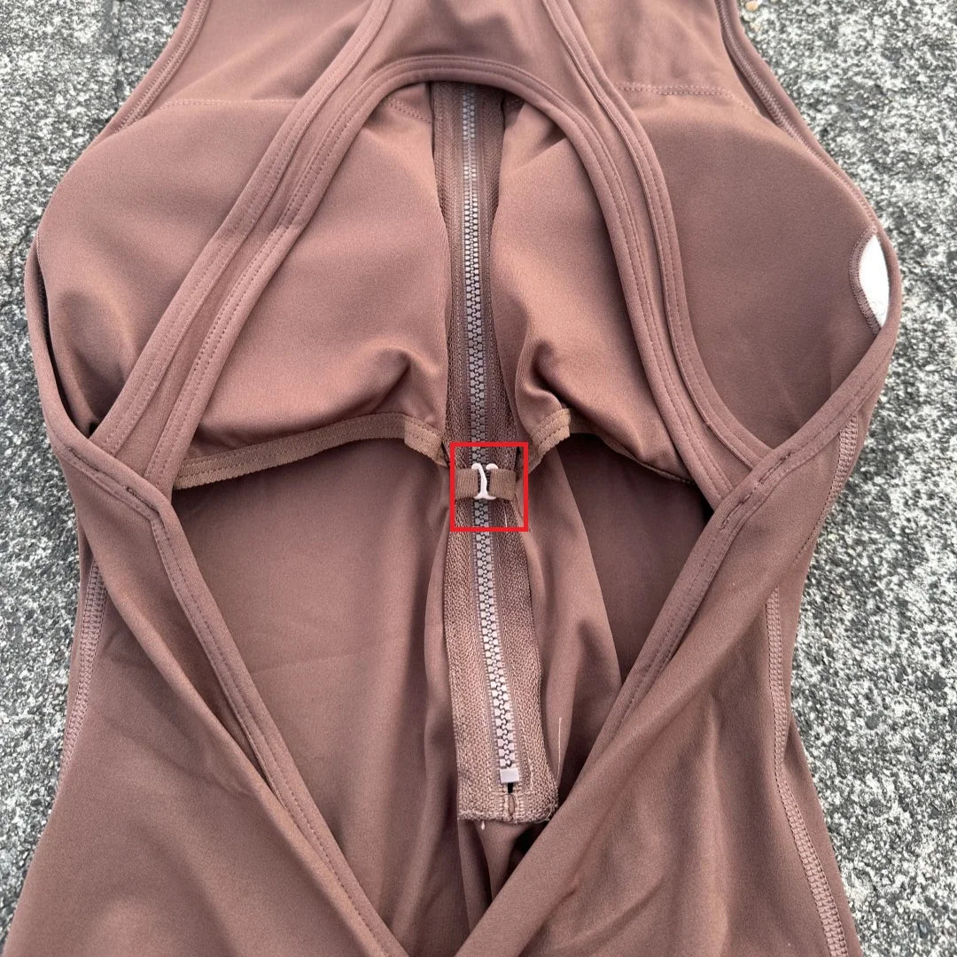 Solid color Back Waist Scrunch Backless  Yoga Jumpsuit Short Set Women Zipper Sportswear Fitness One Piece Sports Suit Workout